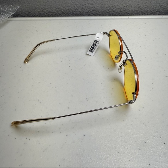 New Garrett Leight Yellow Lens Sunglasses Beaumont Sun BS-CH Round